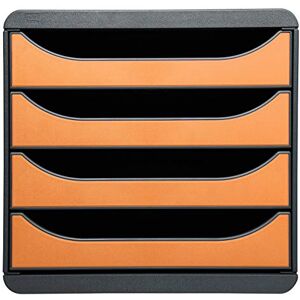 Exacompta Ref 310788D BIG-BOX Desktop Drawer Set 4 x 55mm Drawers, Suitable for A4+ Documents, 347 x 278 x 267mm, 100% Recycled Plastic Black/Tangerine Exacompta Ref 310788D BIG-BOX Desktop Drawer Set 4 x 55mm Drawers, Suitable for A4+ Documents, 347 x 278 x 267mm, 100% Recycled Plastic Black/Tangerine
