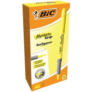 BIC Highlighter Grip Pens Yellow, Box of 12 BIC Highlighter Grip Pens Yellow, Box of 12