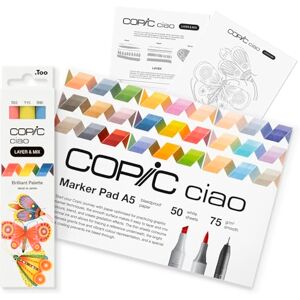 Copic Ciao LAYER & MIX Starter Set Brilliant Marker Set with 3 Colours, Marker Paper and Drawing Template for Tracing, Includes Learning Exercise Sheet Copic Ciao LAYER & MIX Starter Set Brilliant Marker Set with 3 Colours, Marker Paper and Drawing Template for Tracing, Includes Learning Exercise Sheet