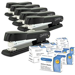 Rapesco 1733 Business Pack: 6 Germ-Savvy Antibacterial Marlin Staplers, 25 Sheet Capacity, and 12 Boxes of 1000 26/6 mm Staples, Black Rapesco 1733 Business Pack: 6 Germ-Savvy Antibacterial Marlin Staplers, 25 Sheet Capacity, and 12 Boxes of 1000 26/6 mm Staples, Black