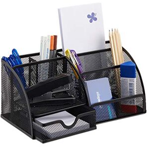 Relaxdays Desk Organizer, 6 Compartments, Compact Letter Rack, Metal, Drawer, Memo Box, Pen Holder, Black, Steel, 18 x 25.5 x 10.5 cm Relaxdays Desk Organizer, 6 Compartments, Compact Letter Rack, Metal, Drawer, Memo Box, Pen Holder, Black, Steel, 18 x 25.5 x 10.5 cm