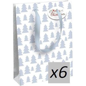 Eurowrap Clairefontaine X-29523-3Cpack Pack of 6 Excellia Gift Bags- Medium Size 21,5x10,2x25,3cm 210g Blue Fir Trees, White Background Ideal for Books, Games Eurowrap Clairefontaine X-29523-3Cpack Pack of 6 Excellia Gift Bags- Medium Size 21,5x10,2x25,3cm 210g Blue Fir Trees, White Background Ideal for Books, Games