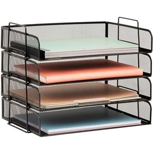 Mind Reader DSTACK4-BLK Stackable Letter, Tray Mesh Desk, Magazine Storage, Desktop File, Document Organization Holder, Black 4 Piece, 4 Count Mind Reader DSTACK4-BLK Stackable Letter, Tray Mesh Desk, Magazine Storage, Desktop File, Document Organization Holder, Black 4 Piece, 4 Count