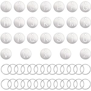 ONLYKXY 26pcs Silver A-Z Alphabet Letter Number Tags Stainless Steel Numbered Marking Identification Hang Tags Luggage Labels ID Tag with Rings for Organized Coded Key Box Cabinet Plant Coding Tag ONLYKXY 26pcs Silver A-Z Alphabet Letter Number Tags Stainless Steel Numbered Marking Identification Hang Tags Luggage Labels ID Tag with Rings for Organized Coded Key Box Cabinet Plant Coding Tag
