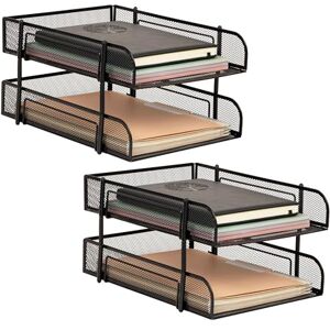 Mind Reader Network Collection, 2-Tier Paper Tray, Letter Size, Stackable, File and Document Holder, Desktop Organizer, Metal Mesh, 13.25" L x 10.5" W x 7.5" H, Black Mind Reader Network Collection, 2-Tier Paper Tray, Letter Size, Stackable, File and Document Holder, Desktop Organizer, Metal Mesh, 13.25" L x 10.5" W x 7.5" H, Black