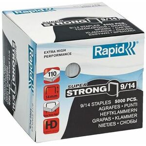Rapid 9/14mm Super Strong Staples, For Stapling 80-110 Sheets, Use with Heavy Duty Staplers, Galvanised Wire, Box of 5000, 24871500 Rapid 9/14mm Super Strong Staples, For Stapling 80-110 Sheets, Use with Heavy Duty Staplers, Galvanised Wire, Box of 5000, 24871500