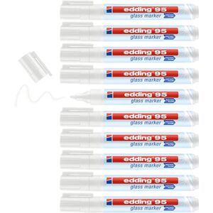edding 95 glass marker white 10 glass pens round nib 1.5-3 mm washable window marker pen for writing and marking on glass surfaces, windows, glassboards, whiteboards dry-wipeable edding 95 glass marker white 10 glass pens round nib 1.5-3 mm washable window marker pen for writing and marking on glass surfaces, windows, glassboards, whiteboards dry-wipeable