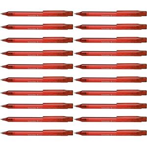 Schneider Fave Click-Top Ballpoint Pens / Nib Size M / Pack of 20 / Transparent Red Barrel / Red Ink Schneider Fave Click-Top Ballpoint Pens / Nib Size M / Pack of 20 / Transparent Red Barrel / Red Ink