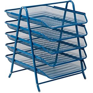 Mind Reader Paper Tray, Metal, Turquoise, 5 Tier Mind Reader Paper Tray, Metal, Turquoise, 5 Tier