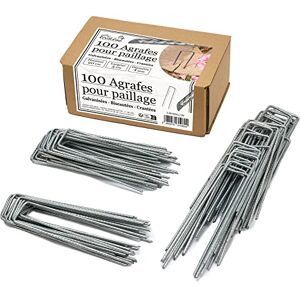 La cordeline Pack of 100 Staples Galvanised Steel Notched Diameter 4 mm Length 20 cm Width 5 cm – Mulching Clips, Wire Attachment and Nets La cordeline Pack of 100 Staples Galvanised Steel Notched Diameter 4 mm Length 20 cm Width 5 cm – Mulching Clips, Wire Attachment and Nets