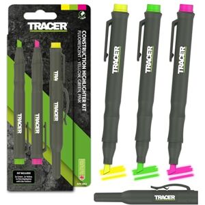 Tracer Highlighter Market Set Yellow, Green & Pink 3 Pack. Fluorescent, Non-Toxic, Smudgeproof, Anti Dry-out, Construction Grade Tracer Highlighter Market Set Yellow, Green & Pink 3 Pack. Fluorescent, Non-Toxic, Smudgeproof, Anti Dry-out, Construction Grade