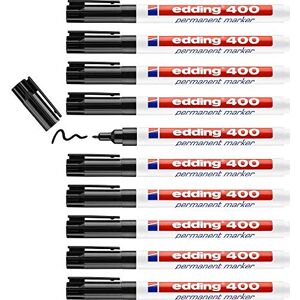 edding 400 permanent marker black 10 pens fine round tip 1 mm waterproof, quick-drying, smear-proof pens for cardboard, plastic, wood, metal, glass and fabric edding 400 permanent marker black 10 pens fine round tip 1 mm waterproof, quick-drying, smear-proof pens for cardboard, plastic, wood, metal, glass and fabric