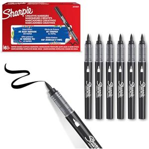 Sharpie Creative Marker Acrylic Paint Pens Brush Tip Water-Based Paint Markers Black No-Bleed Ink Writes on Most Surfaces School & Revision Supplies 6 Count Sharpie Creative Marker Acrylic Paint Pens Brush Tip Water-Based Paint Markers Black No-Bleed Ink Writes on Most Surfaces School & Revision Supplies 6 Count
