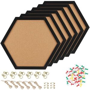 HAKZEON 6 Pack Hexagon Cork Board, Black Framed Hexagon Bulletin Board, Thick Modern Decorative Cork Board with 48 Push Pins for Home, Office, School HAKZEON 6 Pack Hexagon Cork Board, Black Framed Hexagon Bulletin Board, Thick Modern Decorative Cork Board with 48 Push Pins for Home, Office, School