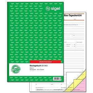Sigel SD063 Construction Diary A4, 3 x 40 Sheets, Self-Copying, Micro-Perforated, with Filing Punch, Made from Sustainable Paper Sigel SD063 Construction Diary A4, 3 x 40 Sheets, Self-Copying, Micro-Perforated, with Filing Punch, Made from Sustainable Paper