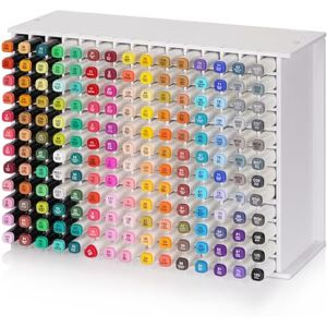 Loghot Marker Storage Organizer Marker Holder 120 Slots Marker Organizer for Desk with Removable Divider Art Marker Rack to Storage Markers Pens Colored Pencils Art Supply (White 180 holes) Loghot Marker Storage Organizer Marker Holder 120 Slots Marker Organizer for Desk with Removable Divider Art Marker Rack to Storage Markers Pens Colored Pencils Art Supply (White 180 holes)