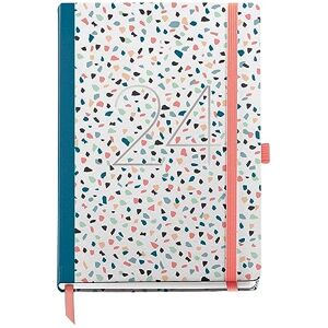 Miquelrius Annual Diary 2024, Day Page, Plus Size 155 x 213 mm (similar A5), Hard Cover, Stitched Binding, Elastic Closure, Spanish, English and Portuguese, Terrazzo with Stamping Silver Miquelrius Annual Diary 2024, Day Page, Plus Size 155 x 213 mm (similar A5), Hard Cover, Stitched Binding, Elastic Closure, Spanish, English and Portuguese, Terrazzo with Stamping Silver