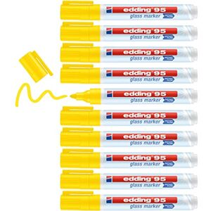 edding 95 glass marker yellow 10 glass pens round nib 1.5-3 mm washable window marker pen for writing and marking on glass surfaces, windows, glassboards, whiteboards dry-wipeable edding 95 glass marker yellow 10 glass pens round nib 1.5-3 mm washable window marker pen for writing and marking on glass surfaces, windows, glassboards, whiteboards dry-wipeable