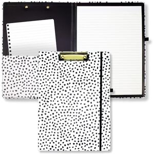 STEEL MILL AND CO. Steel Mill & Co Cute Clipboard Folio with Refillable A4 Lined Notepad and Interior Storage Pocket for Women (Black Dots) STEEL MILL AND CO. Steel Mill & Co Cute Clipboard Folio with Refillable A4 Lined Notepad and Interior Storage Pocket for Women (Black Dots)