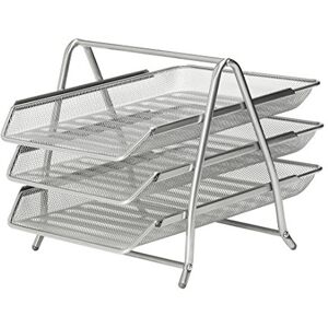 Osco 3 Tier Wire Mesh Letter Tray Desk Organiser, Steel Mesh Paper Filing Magazine Rack, A4 & Foolscap Document Sorter for Office & Home, Easy Assembly, Durable & Space-Saving, Silver Osco 3 Tier Wire Mesh Letter Tray Desk Organiser, Steel Mesh Paper Filing Magazine Rack, A4 & Foolscap Document Sorter for Office & Home, Easy Assembly, Durable & Space-Saving, Silver