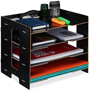 Relaxdays Filing Cabinet, 3 Compartments, Letter Tray, Office Document Organiser, A4 Format, 27 x 32.5 x 25 cm, Black Relaxdays Filing Cabinet, 3 Compartments, Letter Tray, Office Document Organiser, A4 Format, 27 x 32.5 x 25 cm, Black
