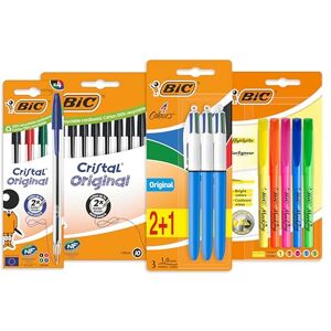 BIC Student Ballpoint Pens, Highlighters and 4 Colour Pens, black BIC Student Ballpoint Pens, Highlighters and 4 Colour Pens, black