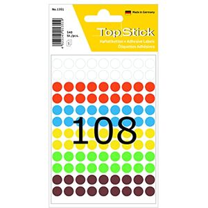 TopStick Dot Stickers Assorted, 5400 Labels, Ø 8 mm, 108 Labels per Sheet, Self Adhesive Round Colour Labels Stickers, Blank Marking Dots, Sticky Circle Stickers for Color Coding Calendar TopStick Dot Stickers Assorted, 5400 Labels, Ø 8 mm, 108 Labels per Sheet, Self Adhesive Round Colour Labels Stickers, Blank Marking Dots, Sticky Circle Stickers for Color Coding Calendar
