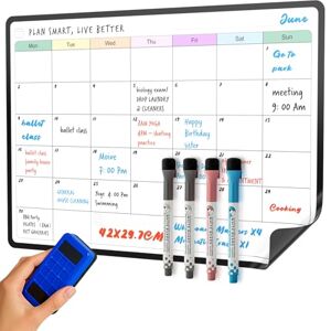 SURFOU Magnetic Whiteboard for Fridge Calendar, A3 Monthly Planner Dry Wipe Board for Tasks, to-Do Lists, Shopping, Meal Planning for Home and Office, with 4 Dry Erase Pens and Eraser SURFOU Magnetic Whiteboard for Fridge Calendar, A3 Monthly Planner Dry Wipe Board for Tasks, to-Do Lists, Shopping, Meal Planning for Home and Office, with 4 Dry Erase Pens and Eraser