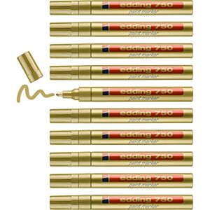 edding 750 paint marker gold 10 pens round tip 2-4 mm paint marker for marking and labelling metal, glass, rocks or plastic heat-resistant, permanent, smudge-proof and waterproof edding 750 paint marker gold 10 pens round tip 2-4 mm paint marker for marking and labelling metal, glass, rocks or plastic heat-resistant, permanent, smudge-proof and waterproof