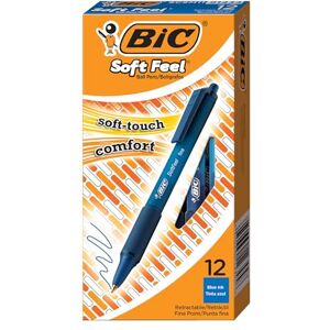 BIC Soft Feel Ballpoint Pens Blue Box of 12 Medium Point (1.0 mm) Lightweight Pens with Comfortable Grip BIC Soft Feel Ballpoint Pens Blue Box of 12 Medium Point (1.0 mm) Lightweight Pens with Comfortable Grip