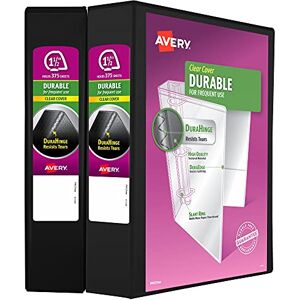Avery Durable Clear View 3 Ring Binders, 1.5 Inch Slant Rings, 2-Pack of Black Binders (19300) Avery Durable Clear View 3 Ring Binders, 1.5 Inch Slant Rings, 2-Pack of Black Binders (19300)