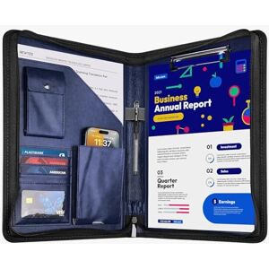 NEWYES Zipper PU Leather Conference Folder, A4, Gift Men & Women Gift, Travel Document Folder, Travel Wallet Wallet, Personal Organizer Folder Agend, Blue NEWYES Zipper PU Leather Conference Folder, A4, Gift Men & Women Gift, Travel Document Folder, Travel Wallet Wallet, Personal Organizer Folder Agend, Blue