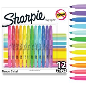 Sharpie Pocket Highlighters Chisel Tip Assorted Fluorescent Ink Colours 12 Highlighter Pens Sharpie Pocket Highlighters Chisel Tip Assorted Fluorescent Ink Colours 12 Highlighter Pens