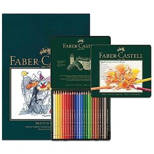 Faber A4 Sketch Pad & Tin Of 24 Polychromos Artists Colouring Pencils Art Set For Adult Colouring Books, Craft Supplies, Drawing, Sketching, Lightfast Pencils, Schools, Home, College… Faber A4 Sketch Pad & Tin Of 24 Polychromos Artists Colouring Pencils Art Set For Adult Colouring Books, Craft Supplies, Drawing, Sketching, Lightfast Pencils, Schools, Home, College…