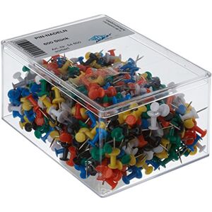 WEDO 54600 Pinboard Pins Diabolo Shape (in Transparent Box) Pack of 600 Assorted Colours WEDO 54600 Pinboard Pins Diabolo Shape (in Transparent Box) Pack of 600 Assorted Colours