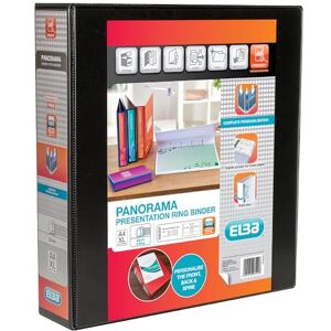 Elba A4 4-D Ring Binder, 50mm capacity, 70mm spine, Presentation Folder with Customisable Cover, Portrait, Black (Single) Elba A4 4-D Ring Binder, 50mm capacity, 70mm spine, Presentation Folder with Customisable Cover, Portrait, Black (Single)