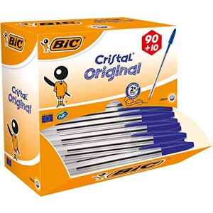 BIC Cristal Original Comfortable Ballpoint Pens Value Pack of 100 Blue Colour- Medium Point (1.0 mm) BIC Cristal Original Comfortable Ballpoint Pens Value Pack of 100 Blue Colour- Medium Point (1.0 mm)