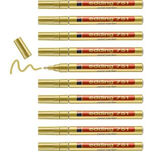 edding 751 paint marker gold 10 pens round tip 1-2 mm paint marker for marking and labelling metal, glass, rocks or plastic heat-resistant, permanent, smudge-proof and waterproof edding 751 paint marker gold 10 pens round tip 1-2 mm paint marker for marking and labelling metal, glass, rocks or plastic heat-resistant, permanent, smudge-proof and waterproof