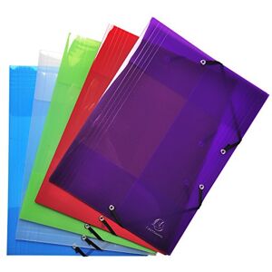 Exacompta Ref 56701E Translucent Polypropylene 3-Flap Elastic Folder Crystal Suitable for A4 Documents, 0.5mm Polypropylene Assorted Vibrant Colours (Pack of 5) Exacompta Ref 56701E Translucent Polypropylene 3-Flap Elastic Folder Crystal Suitable for A4 Documents, 0.5mm Polypropylene Assorted Vibrant Colours (Pack of 5)