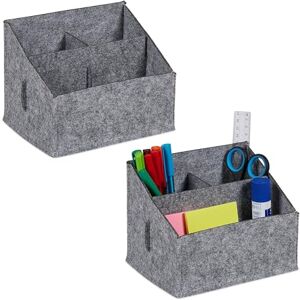 Relaxdays Set of 2 Desk Organisers, Made of Felt, 3 Compartments, Remoavable Divider, HxWxD: 14 x 18 x 14.5 cm, Grey Relaxdays Set of 2 Desk Organisers, Made of Felt, 3 Compartments, Remoavable Divider, HxWxD: 14 x 18 x 14.5 cm, Grey