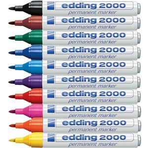 edding 2000 C permanent marker multi-coloured box of 10 round nib 1.5-3 mm quick-drying permanent markers waterproof, smudge-proof for cardboard, plastic, wood, metal, fabric marker pen edding 2000 C permanent marker multi-coloured box of 10 round nib 1.5-3 mm quick-drying permanent markers waterproof, smudge-proof for cardboard, plastic, wood, metal, fabric marker pen