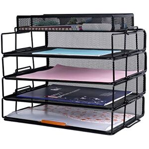 EXERZ Stackable Paper Sorters 4pcs with an Accessory Organiser/ 4 Tiers Letter Trays with Extra Divider Memo Holder On Top Desk Organiser Office, School, Home EXERZ Stackable Paper Sorters 4pcs with an Accessory Organiser/ 4 Tiers Letter Trays with Extra Divider Memo Holder On Top Desk Organiser Office, School, Home