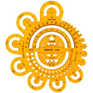 Aristo Rounding Template Radii AR5020 (Format 162 x 162 mm Combines Radii from 0.5 to 40 mm, Ink Edge) Orange-Transparent Aristo Rounding Template Radii AR5020 (Format 162 x 162 mm Combines Radii from 0.5 to 40 mm, Ink Edge) Orange-Transparent