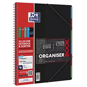 Oxford 400019524 University Organiser Book; A4 + College Notepad Squared 80 Sheets Polypropylene Elasticated, Micro-Perforated, 4x Punched Holes, Assorted Pack of 1 with 4 colours Organiser book kariert 4 assorted colours Oxford 400019524 University Organiser Book; A4 + College Notepad Squared 80 Sheets Polypropylene Elasticated, Micro-Perforated, 4x Punched Holes, Assorted Pack of 1 with 4 colours Organiser book kariert 4 assorted colours