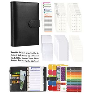 Autwogo A6 Binder Budget Planner Notebook 89 Pieces Leather Ring Binder Set, 6 Holes Loose Leaf Notebook Folder Money Saving Folder with Budget Card/Calendar Card/PVC Bag/Refill Paper/Label Stickers Autwogo A6 Binder Budget Planner Notebook 89 Pieces Leather Ring Binder Set, 6 Holes Loose Leaf Notebook Folder Money Saving Folder with Budget Card/Calendar Card/PVC Bag/Refill Paper/Label Stickers