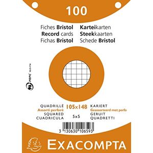 Exacompta Ref 10658E Bristol Squared Record Cards (Pack of 100) A5 in Size, 205gsm Card, Compatible with Printers Suitable for Exam Revision & Notes Assorted Colours Exacompta Ref 10658E Bristol Squared Record Cards (Pack of 100) A5 in Size, 205gsm Card, Compatible with Printers Suitable for Exam Revision & Notes Assorted Colours