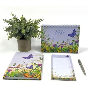 Exacompta Ref GS036Z 2024 Organisation Bundle Contains an A5 Size Journal, Desk Top Calendar (Month per View) and a Shopping List Notepad in a Butterfly & Flower Design Exacompta Ref GS036Z 2024 Organisation Bundle Contains an A5 Size Journal, Desk Top Calendar (Month per View) and a Shopping List Notepad in a Butterfly & Flower Design