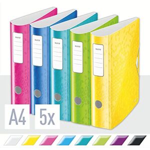 Leitz Lever Arch File, A4, Assorted, Curved spine 75mm width, Elastic fastening, Light polyfoam, Pack 5, WOW Range, 11060099 Leitz Lever Arch File, A4, Assorted, Curved spine 75mm width, Elastic fastening, Light polyfoam, Pack 5, WOW Range, 11060099