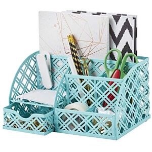 EXERZ Desk Organiser/Mesh Desk Tidy Caddy/Pen Holder/Multifunctional Organiser with 7 Compartments (Turquoise) EXERZ Desk Organiser/Mesh Desk Tidy Caddy/Pen Holder/Multifunctional Organiser with 7 Compartments (Turquoise)