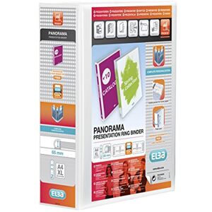 Elba A4 2 D-Ring Binder, 65mm capacity, 90mm spine, Presentation Folder with Customisable Cover, Portrait, White (Single) Elba A4 2 D-Ring Binder, 65mm capacity, 90mm spine, Presentation Folder with Customisable Cover, Portrait, White (Single)